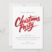 赤いモダンブラシスクリプトクリスマスパーティの招待状 招待状 (正面)