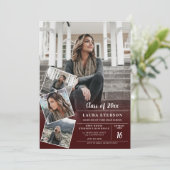 赤いモダンブルゴーニュのミニマル写真卒業 招待状 (スタンド正面)