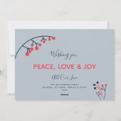 赤いモダンブルーベリー写真フラットクリスマス シーズンカード (裏面)