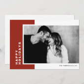 赤いモダンブロックスハッピーホリデーズフォト シーズンカード (正面/裏面)