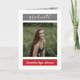 赤いモダンブロック5 – 写真の卒業 招待状