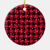 赤いモダンプライパーソナライズされたドのペット犬の写真と名前 セラミックオーナメント (裏面)