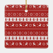 赤いモダンベビー初めてのクリスマス写真 セラミックオーナメント (裏面)