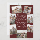 赤いモダンボホ8写真コラージクリスマス シーズンカード (正面)