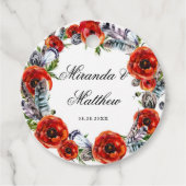 赤いモダンポピー・ボホ・フェザー結婚 フェイバータグ (正面)