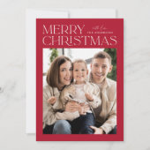 赤いモダンメリークリスマス写真 シーズンカード (正面)