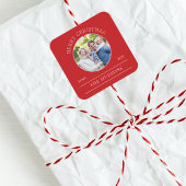 赤いモダンメリークリスマス写真 スクエアシール