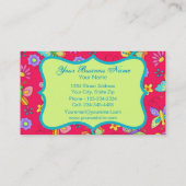 赤いモダンモノグラムの上のウィムシー蝶パーソナル 名刺 (裏面)