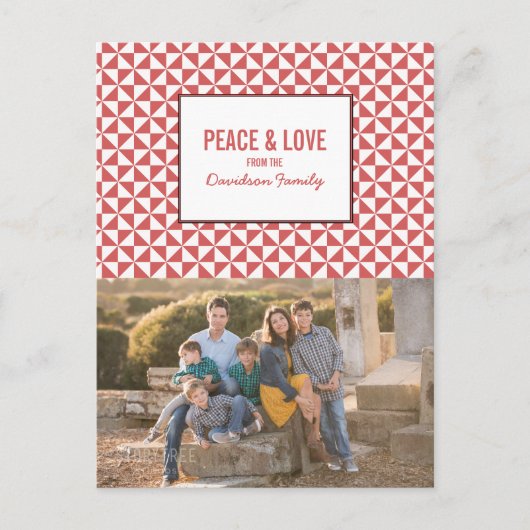 赤いモダン三角形の休日の写真はがき シーズンポストカード (正面)