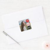 赤いモダン丸の写真卒業 スクエアシール (封筒)
