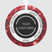赤いモダン会社のロゴと名前 オーナメント (裏面)