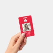 赤いモダン会社名タイトル従業員の写真ID バッジ (Handheld)