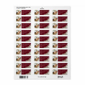 赤いモダン写真と松のエレガント緑のクリスマス ラベル (フルシート)