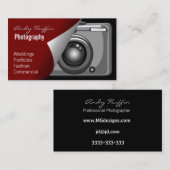 赤いモダン写真、カメラ 名刺 (正面/裏面)