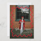 赤いモダン卒業の招待状 招待状 (正面)