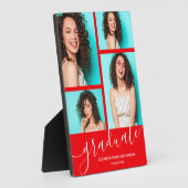 赤いモダン卒業写真の形見 フォトプラーク (側面)