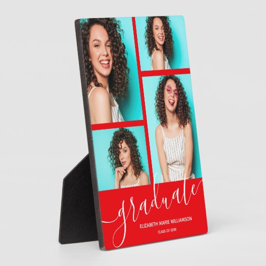 赤いモダン卒業写真の形見 フォトプラーク (側面)