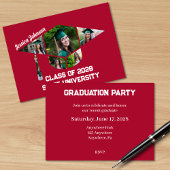 赤いモダン卒業形の写真コラージュパーティー 招待状