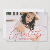 赤いモダン台本を卒業 案内状 (正面)