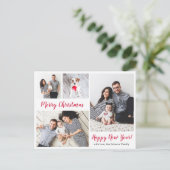 赤いモダン台本5写真クリスマスホリデー ポストカード (スタンド正面)