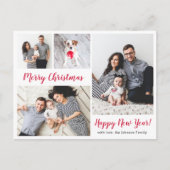 赤いモダン台本5写真クリスマスホリデー ポストカード (正面)