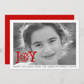 赤いモダン喜びミニマルクリスマスの写真 シーズンカード (正面/裏面)