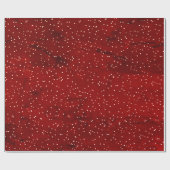 赤いモダン大理石の上に雪の模様の白い水玉模様 ラッピングペーパー (フラット)