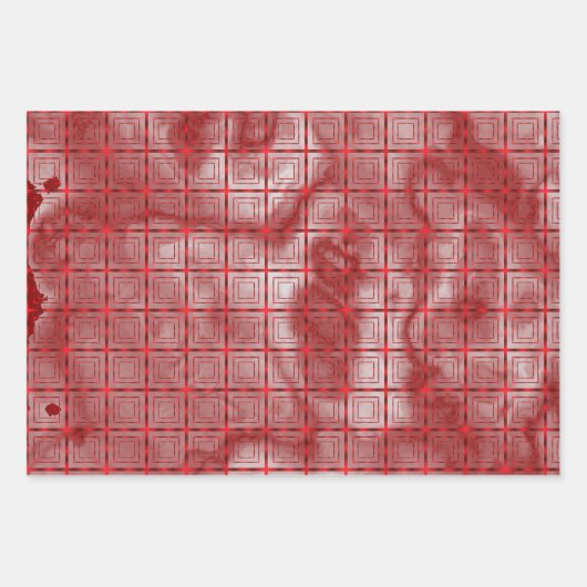 赤いモダン幾何学模様とブルゴーニュ大理石 ラッピングペーパーシート (正面2)