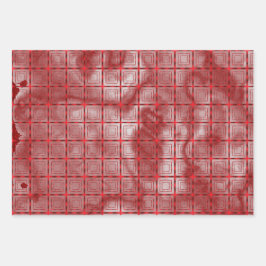 赤いモダン幾何学模様とブルゴーニュ大理石 ラッピングペーパーシート