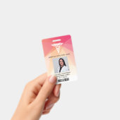 赤いモダン幾何学登録ナース写真ID バッジ (手持ち)