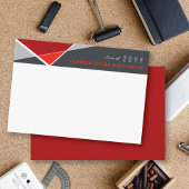 赤いモダン幾何学的ブロック卒業ありがとう 案内状