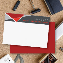 赤いモダン幾何学的ブロック卒業ありがとう 案内状