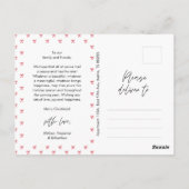 赤いモダン弓パターンファミリーフォトクリスマス ポストカード (裏面)