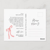 赤いモダン弓家族の写真クリスマスグリーティング ポストカード (裏面)