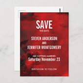 赤いモダン抽象芸術芸術的結婚式の日付を保存 ポストカード (正面/裏面)