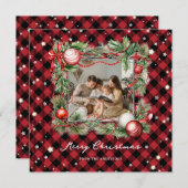 赤いモダン星空の写真メリークリスマスカード シーズンカード (正面/裏面)