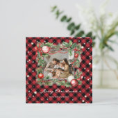 赤いモダン星空の写真メリークリスマスカード シーズンカード (スタンド正面)