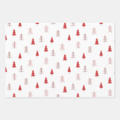 赤いモダン木と葉クリスマス ラッピングペーパーシート (正面)