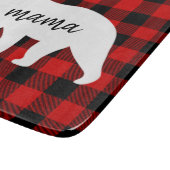 赤いモダン格子柄と白いママのクマの贈り物 カッティングボード (角)