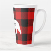 赤いモダン格子柄と白いママのクマの贈り物 カフェラテマグ (右)