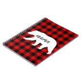 赤いモダン格子柄と白いママのクマの贈り物 ノートブック (左側)