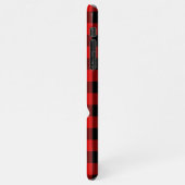 赤いモダン格子柄と白いママのクマの贈り物 iPhoneケース (左側)