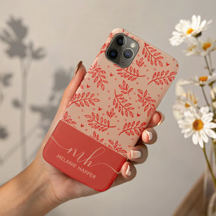 赤いモダン植物水カラーモノグラム iPhone 11 PRO MAXケース
