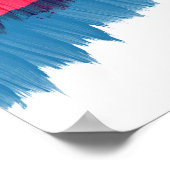 赤いモダン水色のブラッシストライプング ポスター (角)