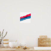 赤いモダン水色のブラッシストライプング ポスター (キッチン)