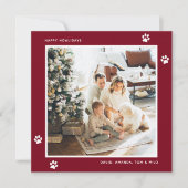 赤いモダン犬のオーナーポーズの写真 シーズンカード (正面)