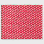 赤いモダン白い星雪の結晶クリスマス ラッピングペーパー (フラット)