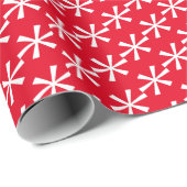 赤いモダン白い星雪の結晶クリスマス ラッピングペーパー (ロールコーナー)