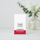 赤いモダン白の追加ロゴのソーシャルメディアのアイコン 名刺 (スタンド正面)