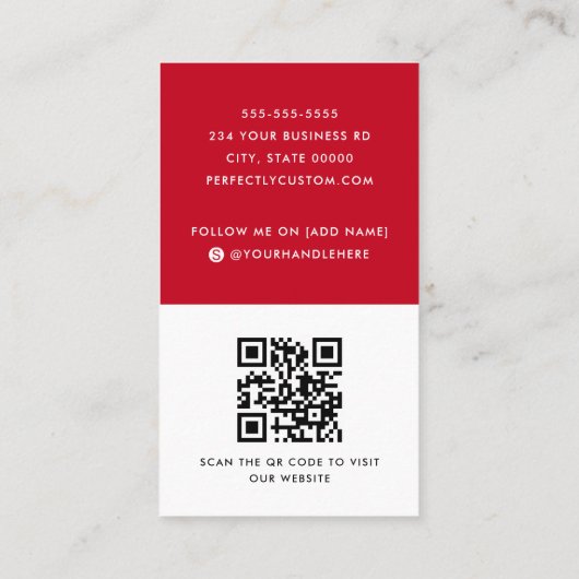 赤いモダン白の追加ロゴのソーシャルメディアのアイコン 名刺 (裏面)